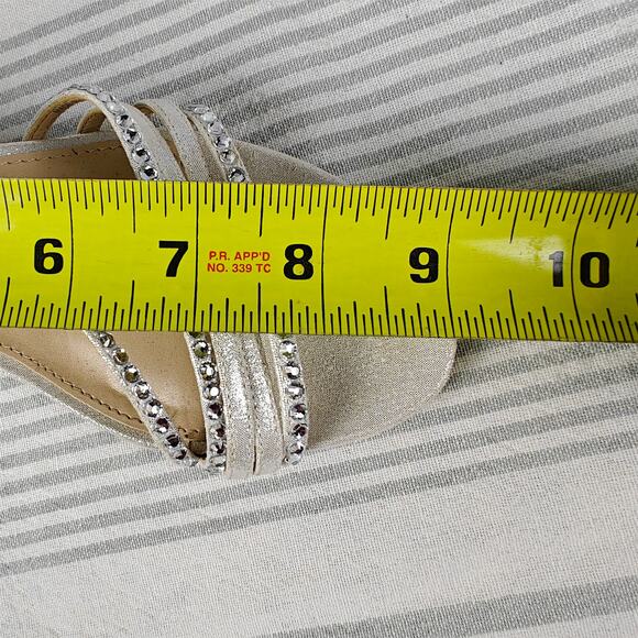 Nina New York Silver Strappy Sequined Open Toe Heels Size 6.5 - Picture 8 of 10